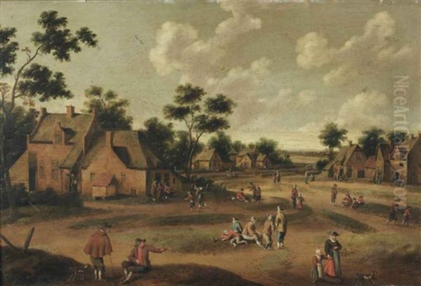 A Village With Numerous Figures In The Street - view 1