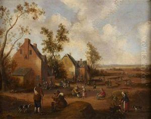 Figures And Animals On The Outskirts Of A Village