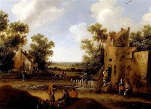 Eine Dorfstrase Mit Bauern