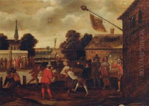 Peasants Making Merry In A Village Square by Cornelis Droochsloot
