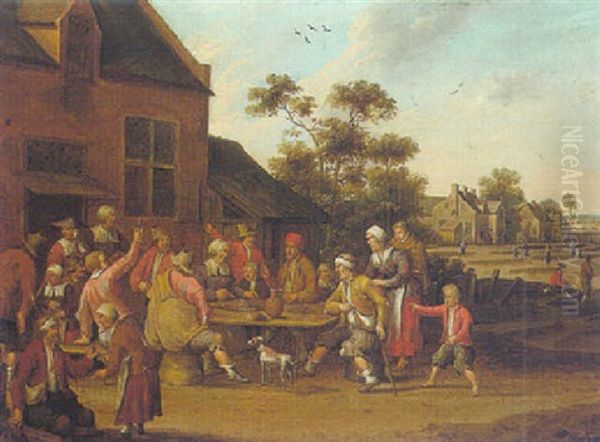 A Village Scene With Peasants At A Table Eating, Drinking And Making Merry - view 1