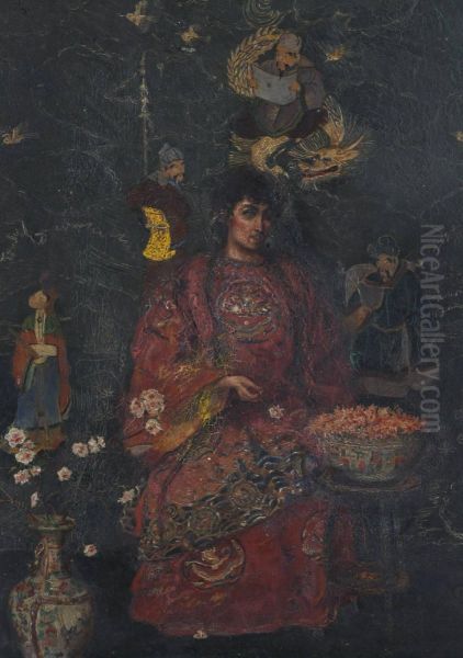 Woman Surrounded By Chinese Figures - view 1