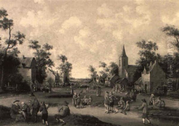 Beggars Accosting Peasants In A Village Street - view 1