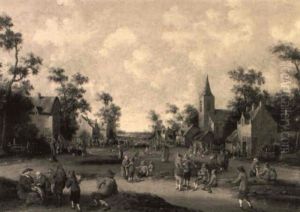 Beggars Accosting Peasants In A Village Street by Cornelis Droochsloot