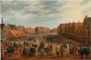 Prince Maurice Of Orange Dismissing The Mercenaries In Neude Square In Utrecht On 31 July 1618 by Joost Cornelisz. Droochsloot