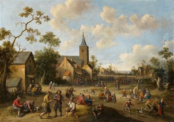 Dorfstrase Mit Reicher Figurenstaffage - view 1