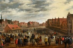 Die Entlassung Der Soldner Durch Moritz Von Oranien Auf Dem Neude In Utrecht Am 31. Juli 1618 by Joost Cornelisz. Droochsloot