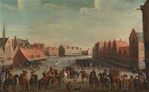 Prince Maurice Of Orange Dismissing The Mercenaries In Neude Square In Utrecht On 31 July 1618 by Joost Cornelisz. Droochsloot
