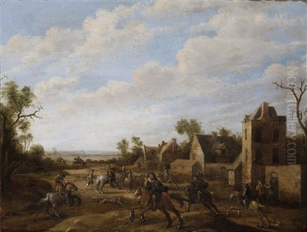 Cavaliers Pillaging A Village - view 1