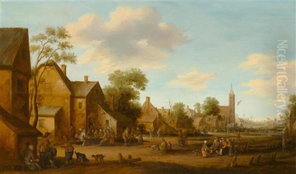 A Village Scene With Figures - view 1