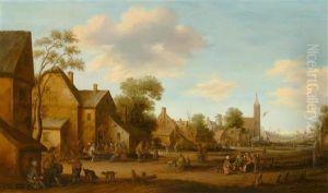 A Village Scene With Figures by Joost Cornelisz. Droochsloot