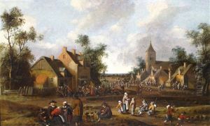 Busy Village Scene by Joost Cornelisz. Droochsloot