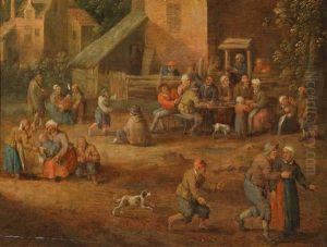 Dorfstrase Mit Reicher Bauerlicher Staffage by Joost Cornelisz. Droochsloot