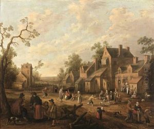 Entree D'un Village Anime by Joost Cornelisz. Droochsloot
