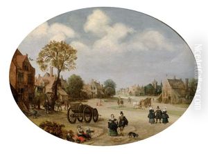 Dorfstrase Mit Reicher Figurenstaffage by Joost Cornelisz. Droochsloot