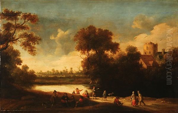 Landscape With Figures And Distant Windmill And Buildings - view 1