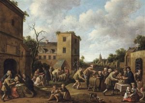 Vue De Village Avec Les Sept Oeuvres De Charite by Joost Cornelisz. Droochsloot