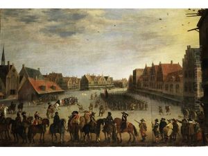 Die Entlassung Der Soldner Durch Prinz Moritz Von Nassau Auf Dem Neude-platz Der Stadt Utrecht by Joost Cornelisz. Droochsloot