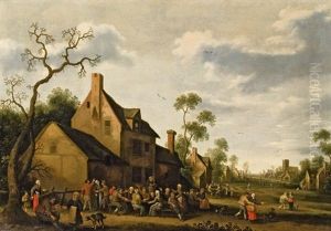 Dorfszene Mit Bauern Vor Einem Wirtshaus by Joost Cornelisz. Droochsloot