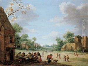 Belebte Dorfstrasse by Joost Cornelisz. Droochsloot