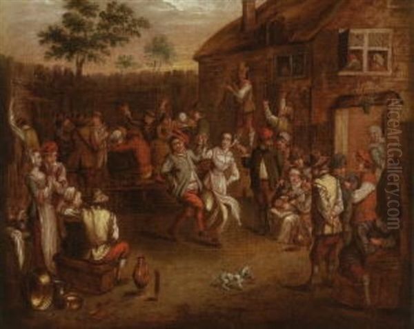 Frohliche Bauerngesellschaft Vor Der Dorfwirtschaft - view 1