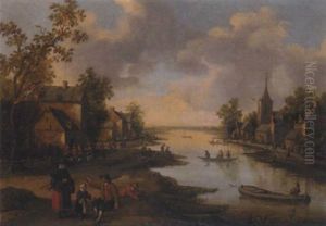 Sicht Auf Ein Dorf Am Fluss by Joost Cornelisz. Droochsloot
