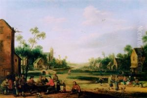 Belebte Dorfstrasse by Joost Cornelisz. Droochsloot