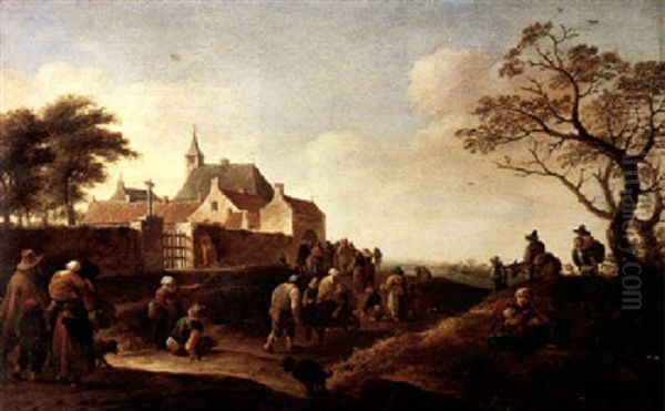 Beggars Gathering Outside A Convent - view 1