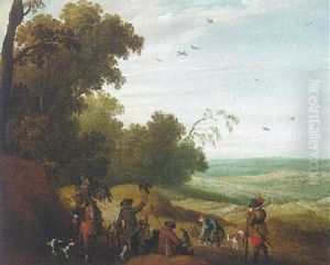 A Hawking Party Halted Beside The Edge Of A Wood A Hawking Party Halted Beside The Edge Of A Wood