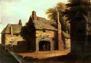 Village Street With A Figure Standing In A Carriageway Entrance