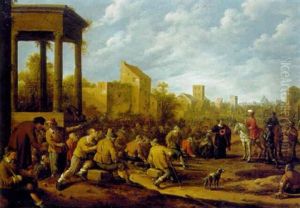 A Priest Interceding On Behalf Of Crippled Peasants To A Mayor On Horseback