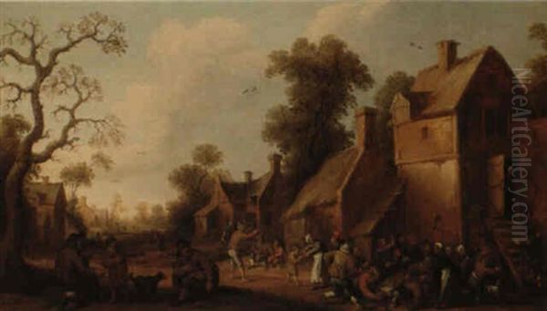 A Village Scene With Peasants - view 1