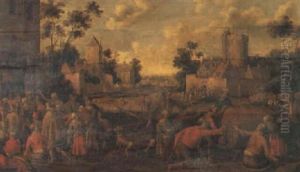 Village Scene With Figures Drinking