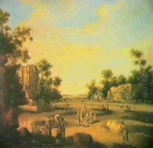 Belebte Dorfstrasse by Joost Cornelisz. Droochsloot