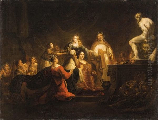Salomon, Umgeben Von Seinen Frauen, Opfert Den Gotzen Kerkosch Bzw. Moloch (1 Kon. 11) - view 1