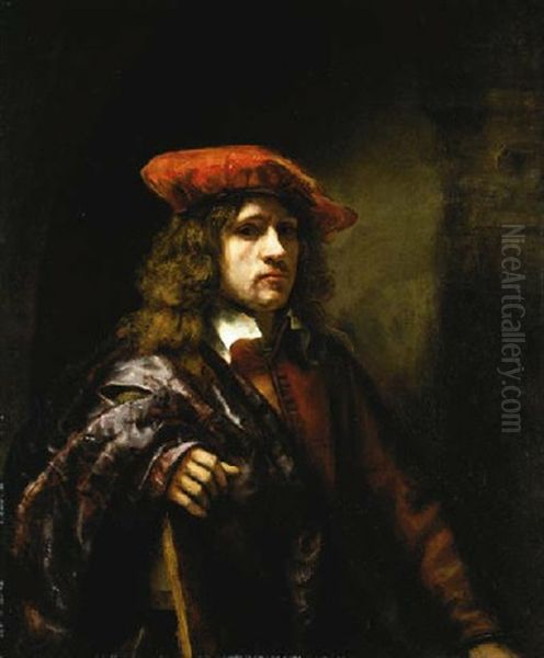 Portrait Of A Young Man In A Red Jacket And Broad-brimmed Cap And A Purple Cloak - view 1