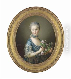 Portrait Of Lady Amelia Darcy, Later 9th Baroness Conyers And 12th Baroness Darcy De Knayth (1754-1784), Wife Of Francis Godolphin Osborne, Marquess Of Carmarthen, Later 5th Duke Of Leeds, Half-length, In A Blue Silk Gown With An Embellished Stomacher And by Francois Hubert Drouais