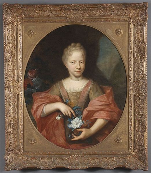 Portrait Of Woman With Spray Of Flowers - view 1