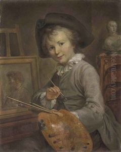 Portrait Of A Young Boy Seated At An Easel, A Classical Bust Behind