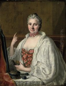 Portrait Of A Lady Seated At Her Toilette, Applying A Beauty Spot