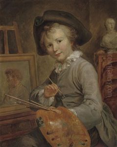 Portrait Of A Young Boy As An Artist by Francois Hubert Drouais