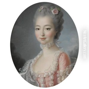 Portrait Of A Lady, Half-length, Wearing A Pink Dress With A Lace Trim