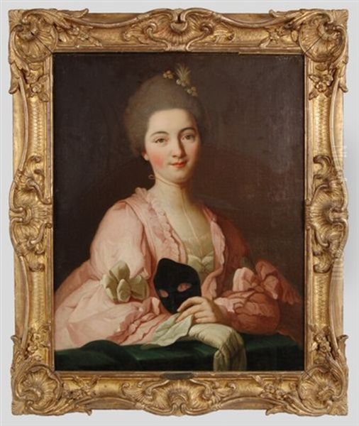 Portrait Of Marquise De Pompadour With A Masquerade Mask - view 1