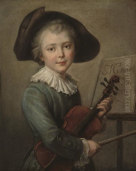 A Young Boy In A Blue Coat And Tricorn - view 1