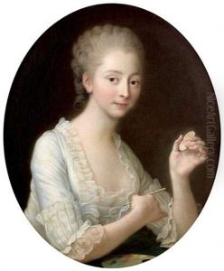 Portrait D'une Miniaturiste by Francois Hubert Drouais