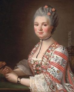 A Portrait Of A Lady, Thought To Be Madame De Pompadour by Francois Hubert Drouais
