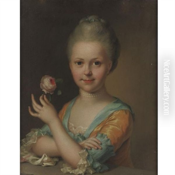 Portrait Of A Girl Holding A Peony - view 1