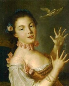 Jeune Femme A La Tourterelle by Francois Hubert Drouais