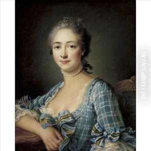 Portrait Of A Lady, Seated And Resting Her Right Arm On A Marble Top
