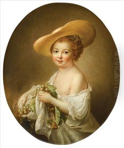 Portrait Of Mademoiselle Helvetius, Comtesse De Mun, When A Child by Francois Hubert Drouais